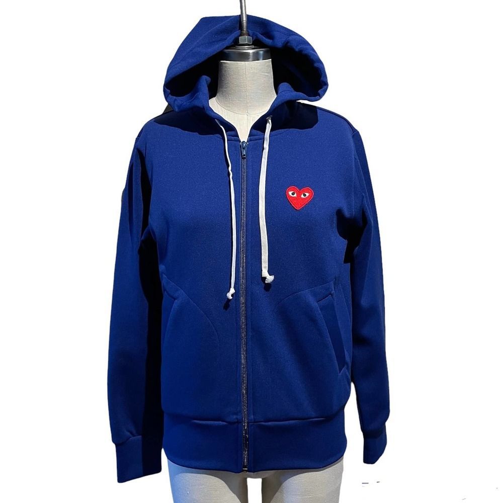 Comme des Garcons Play Blue Full Zip Hoodie Medium